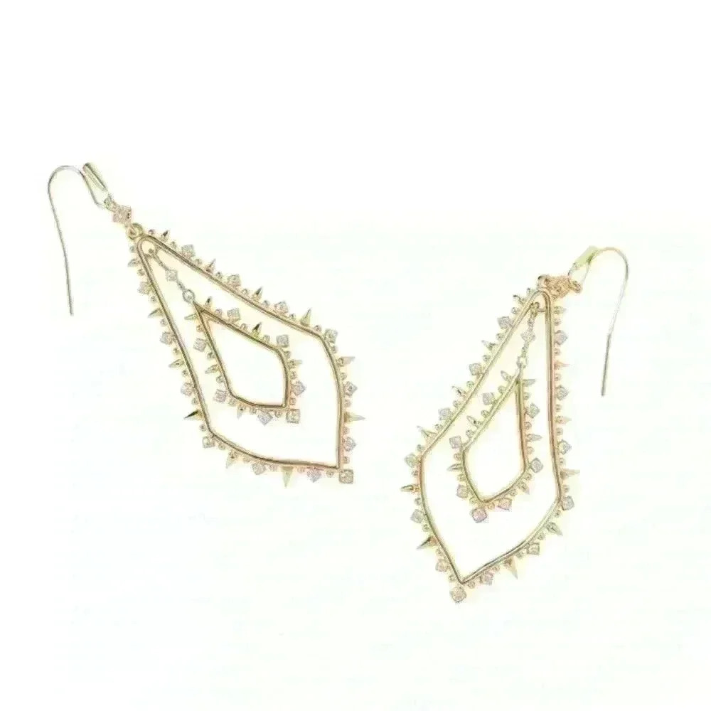 NWT Kendra Scott Alora Earrings 14K Gold over Brass Luxury Glam Statement